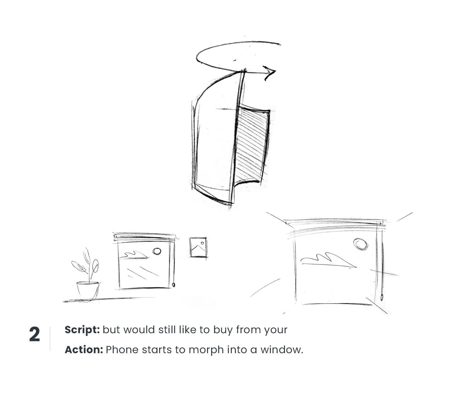 Hand-drawn storyboard of a city where favourite local stores receive like icons